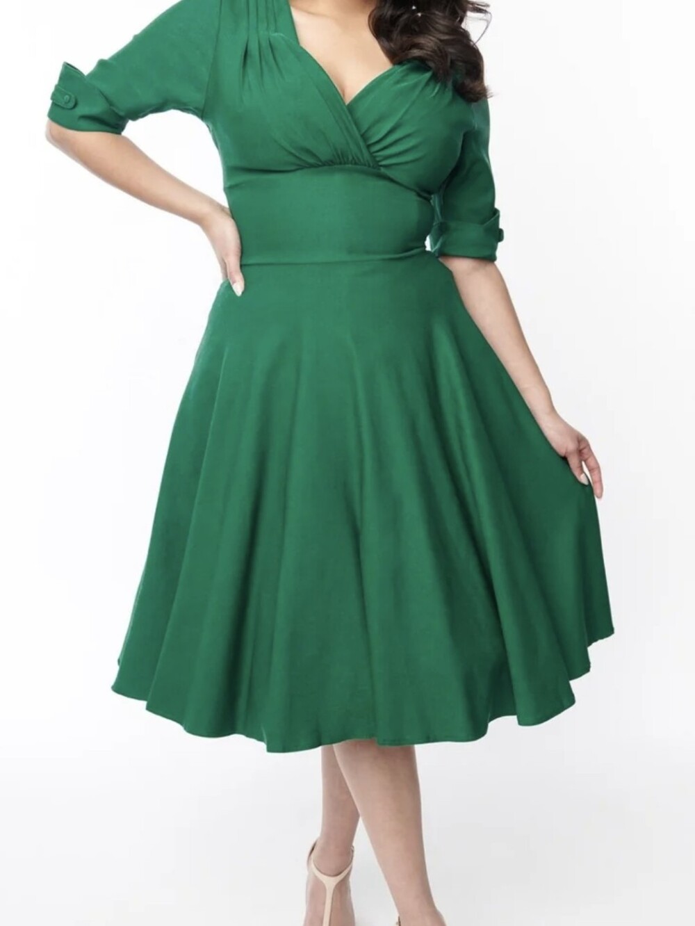 Unique Vintage Emerald Green Fit&Flare Swing Dress Size 14/XL NWT